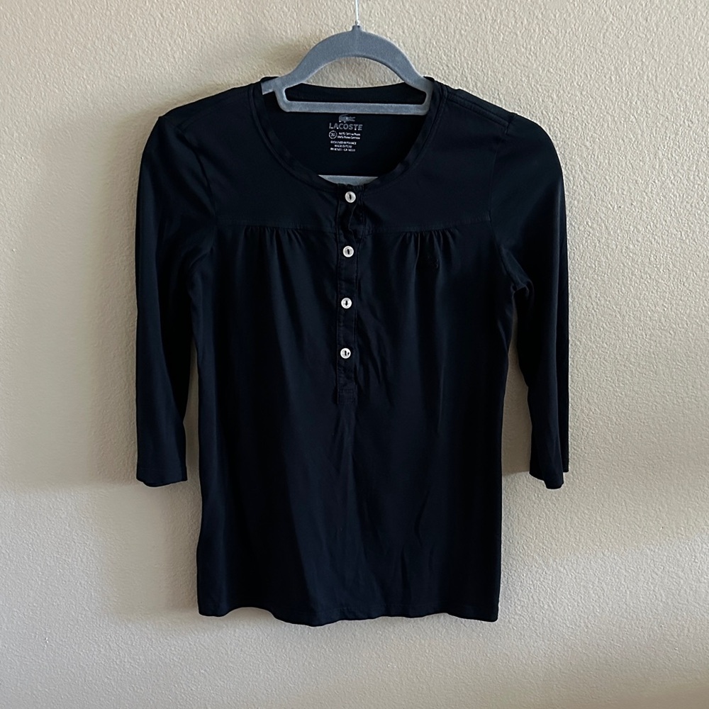 Lacoste Black Long-Sleeve Henley Tee